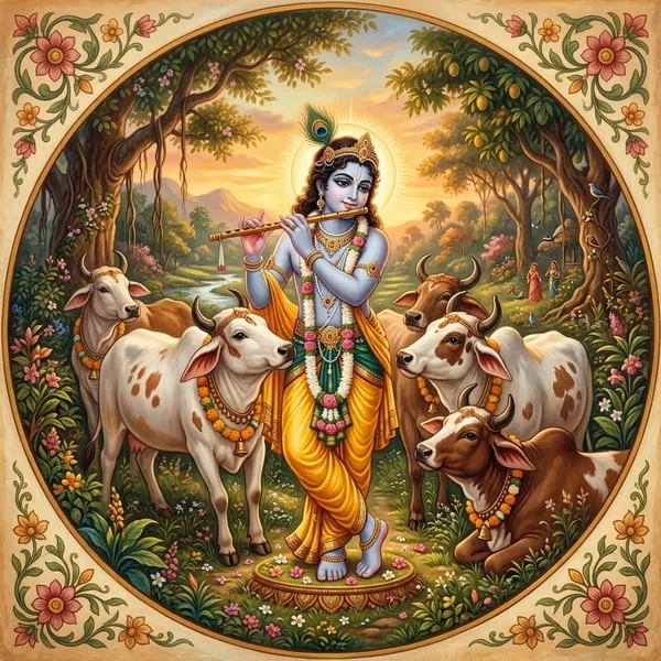 Lord Krishna with the cows